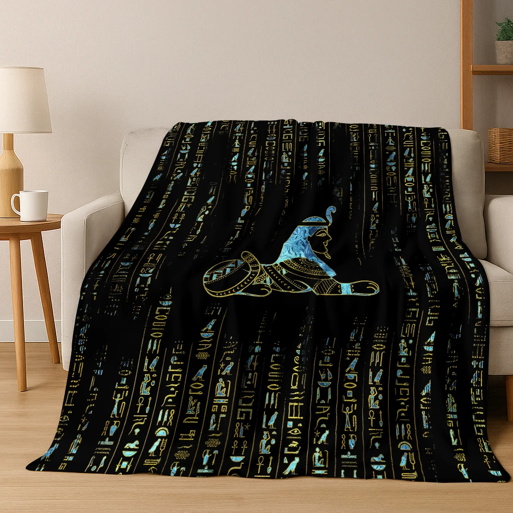 3D Ancient Egyptian Pyramids Flannel Blanket Soft Warm Blanket for Bedroom Room Living Room Office Travel Camping Picnic Gift