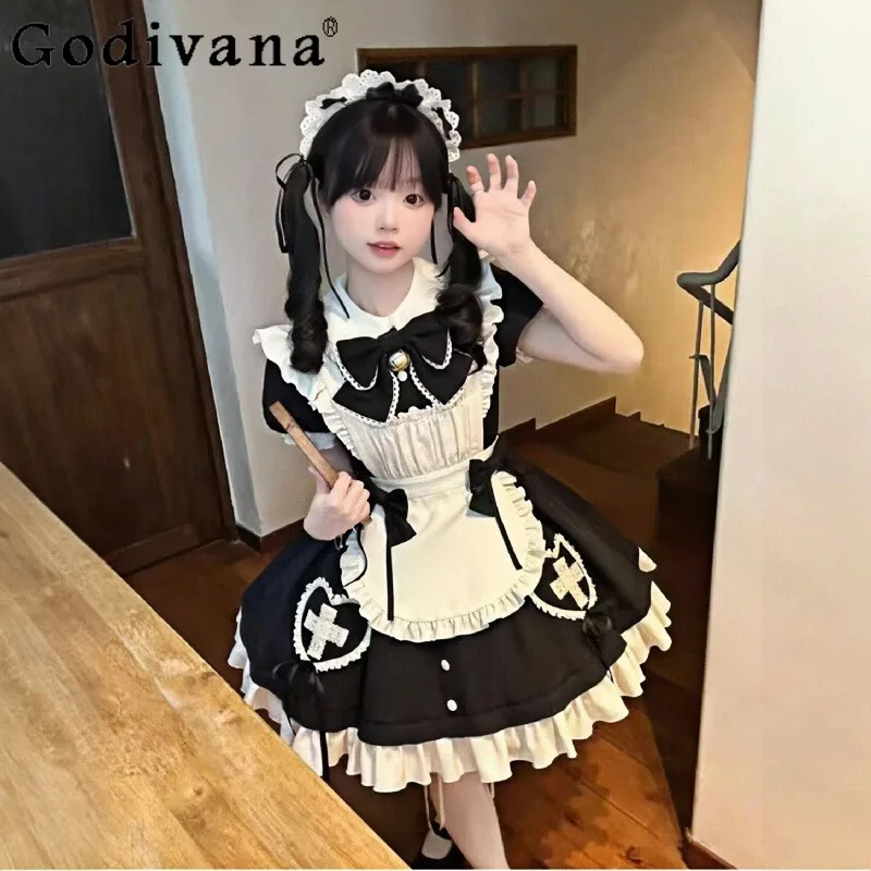 

Maid Cosplay Sweet and Cute Dress Lolita Girl Waist Anime Performance Dress Women's Summer Apron Uniform Costume Dress