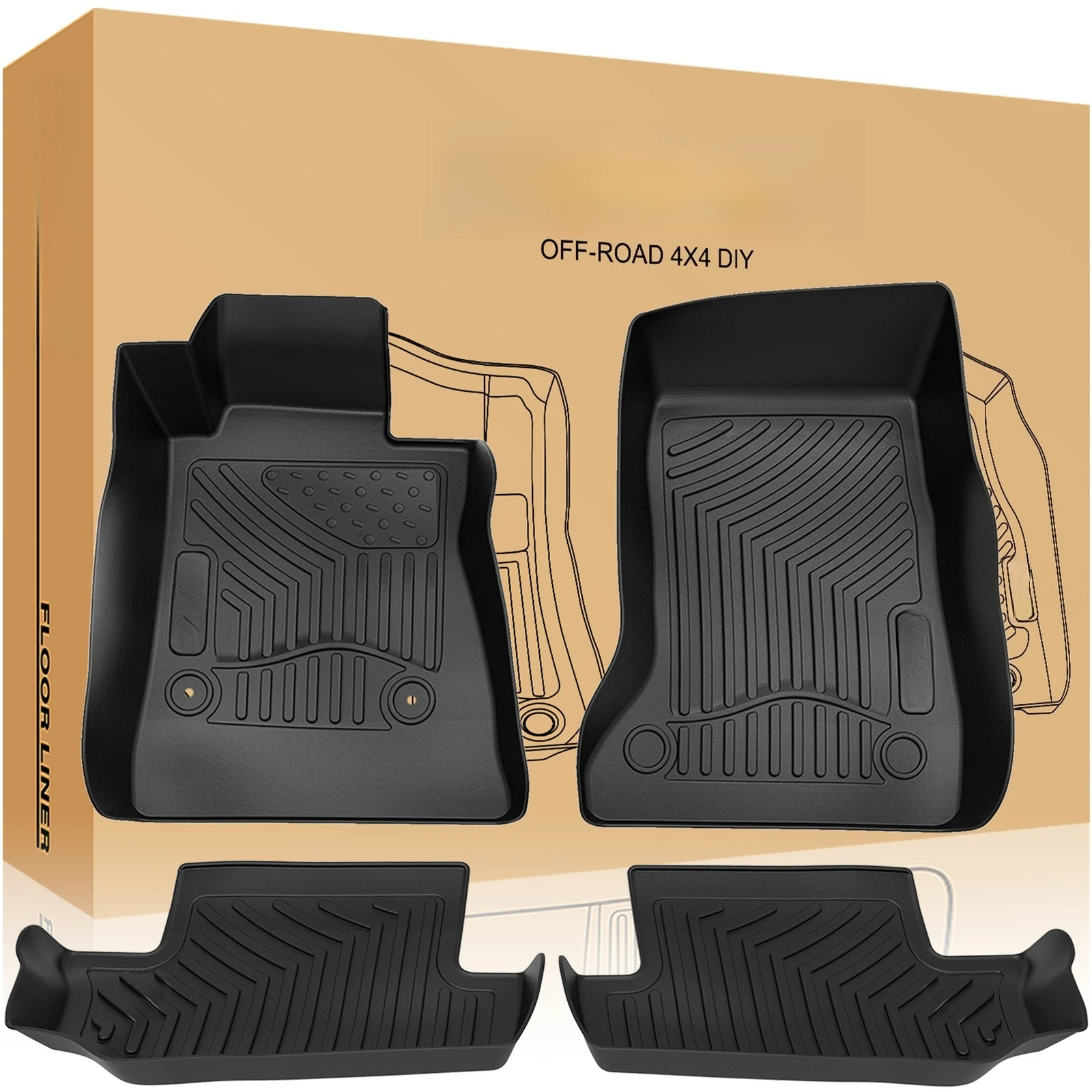 

3D Molded Floor Mat Liners for 2016-2024 Chevrolet Camaro TPE Rubber All-weather