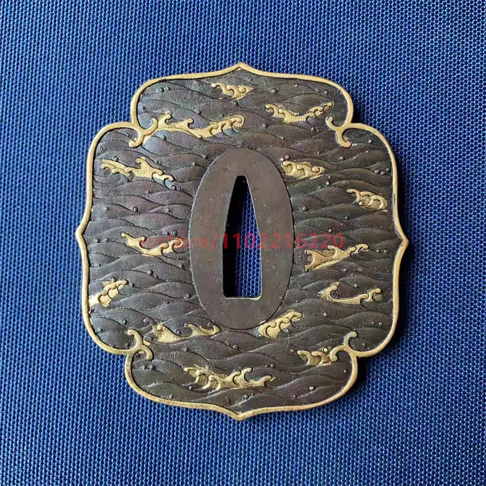 Very Exquisite Copper Brass Real Gold Plated Tsuba Handguard Guard For Real Japanese Samurai Katana Sword Fittings