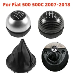 Manual Transmission Gear Shift Knob Transfer Lever Shifter Knob Gaiter Boot CovercCars Accessories For Fiat 500 500C 2007-2018