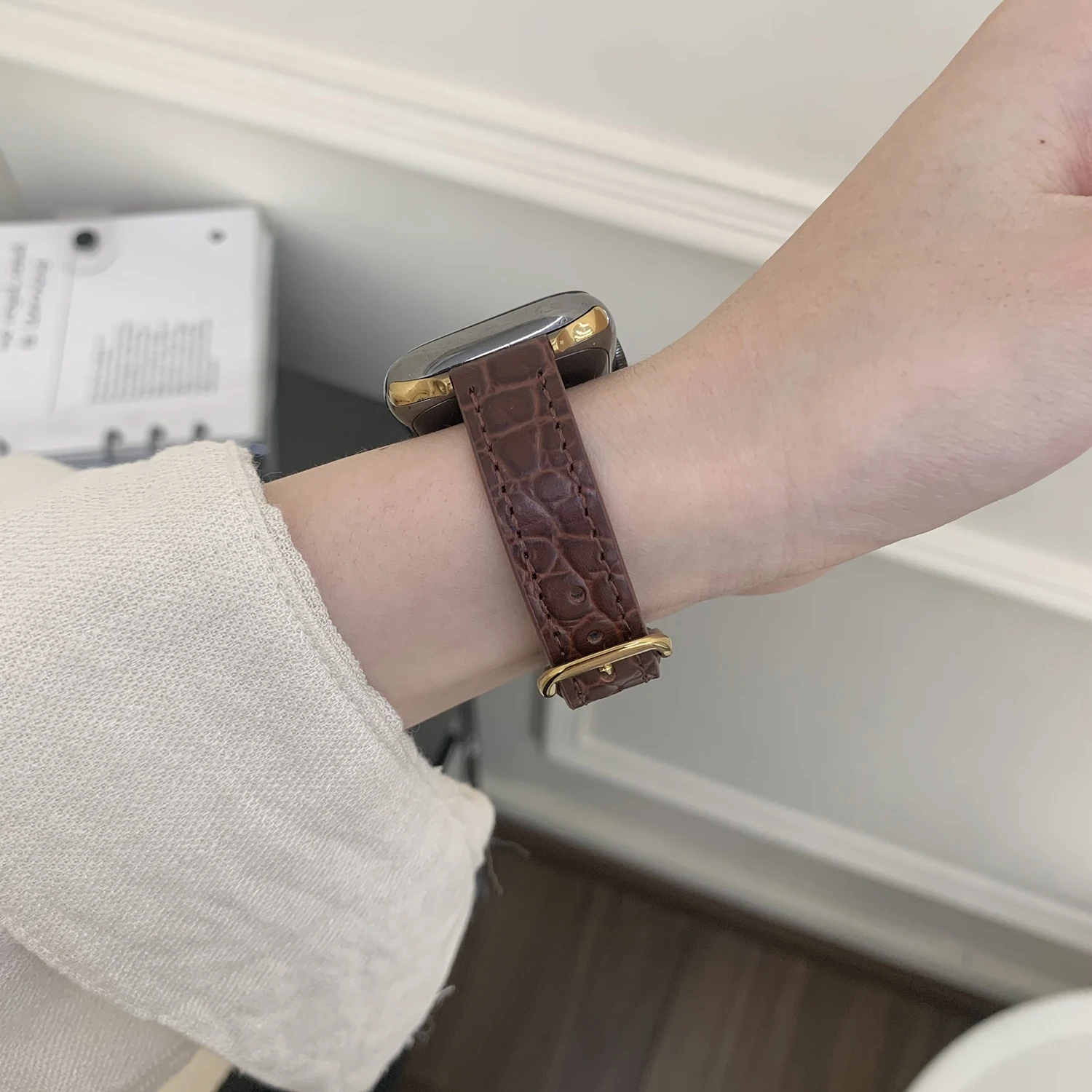 الملمس حزام من الجلد 14 مللي متر لساعة أبل 49 46 45 44 42-38 مللي متر S10 S11 الأعمال معصمه سوار ساعة اكسسوارات #5