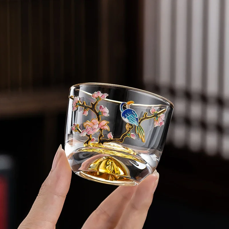 

the glass teacup owner cup single cup Kung Fu tea set thickened cloisonne Kung Fu teacup home tea cup.