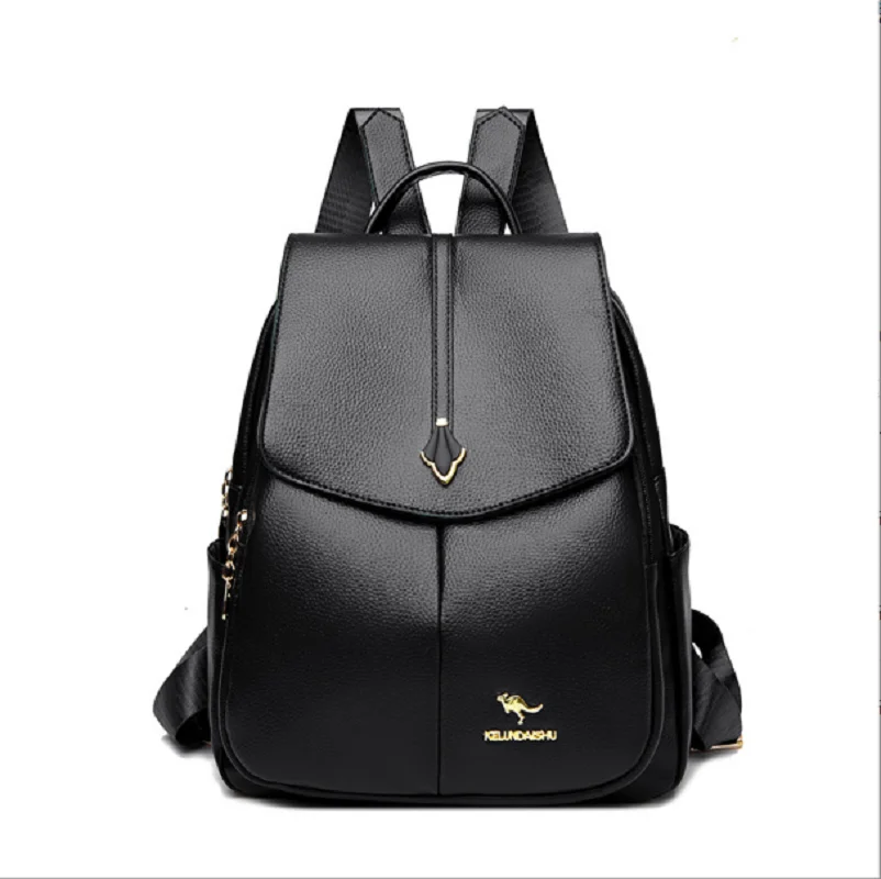 New Korean Fashion Soft Leather Large Capacity Travel Backpacks Women's Luxury Shoulder Bags Totes Crossbody Bag Schoolbag