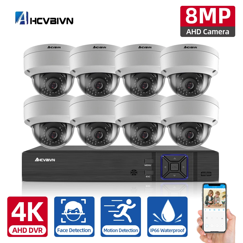 H.265 + 8CH 4K Ultra HD CCTV DVR Kit 8.0MP sistema di telecamere di sicurezza domestica antideflagrante IP66 Set di videosorveglianza P2P impermeabile