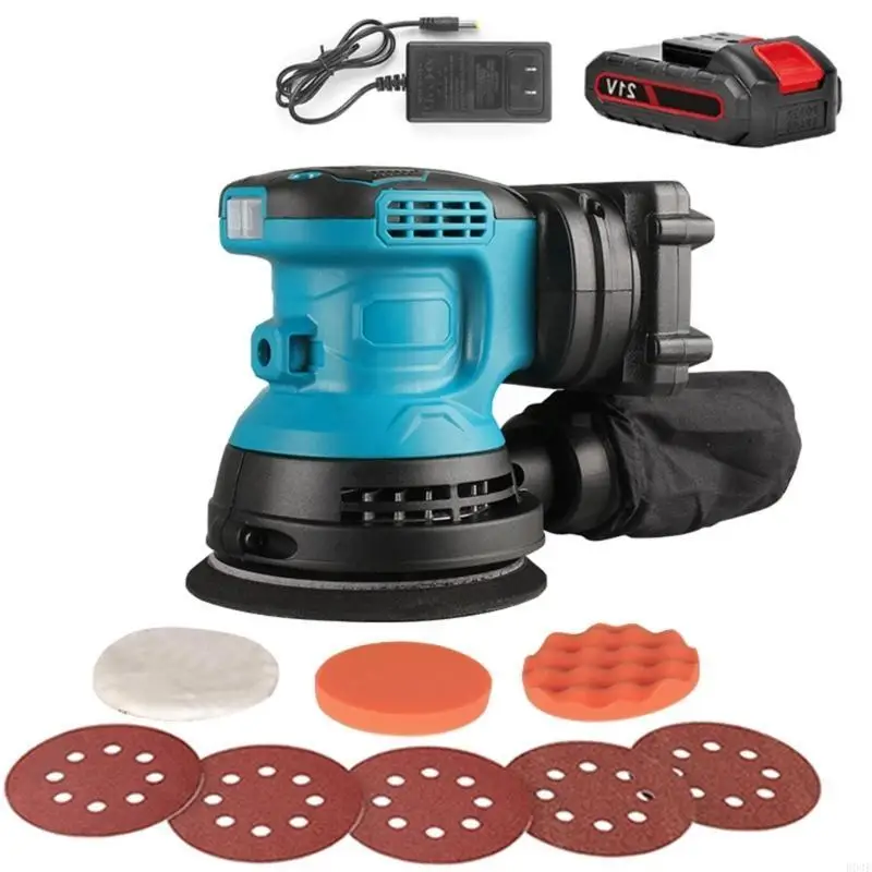 Multifunctional Efficient Wireless Orbital Sander Up to 15000RPM with Ergonomic Grip and Quick Changes Sandpaper System B03E