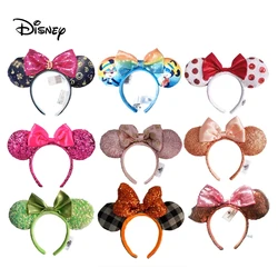 Diadema con orejas de Mickey Mouse de Disney, arcoíris, mono guapo, Rey, aro de pelo, Escala de pescado, malla de lentejuelas, tocado de fiesta, juguete para niña, cumpleaños