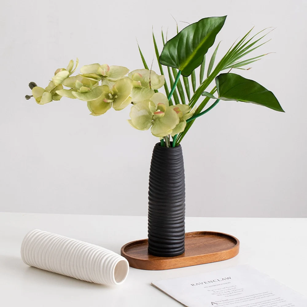 

Nordic black ceramics modern simple decoration dried flower vase living room porch study flower arrangement decoration flower