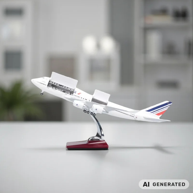 47cm Model Aircraft B747 Air France Resin Diecast 1/150 Scale Airplane Models Cabin Door Openable For Adults Aviation Hobby Gift