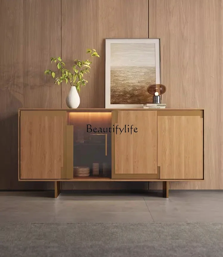 

1LEntrance cabinet medieval Nordic solid wood decoration entrance against the wall side cabinet