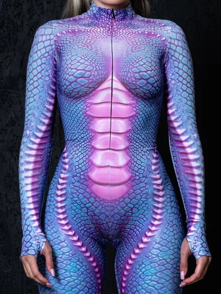 2025, neuer Halloween-Body für Damen, Cyberpunk, roter Pfau, Fischschuppen-Body, Party, Rollenspiel, Steampunk-Kostüm, Stretch-Body