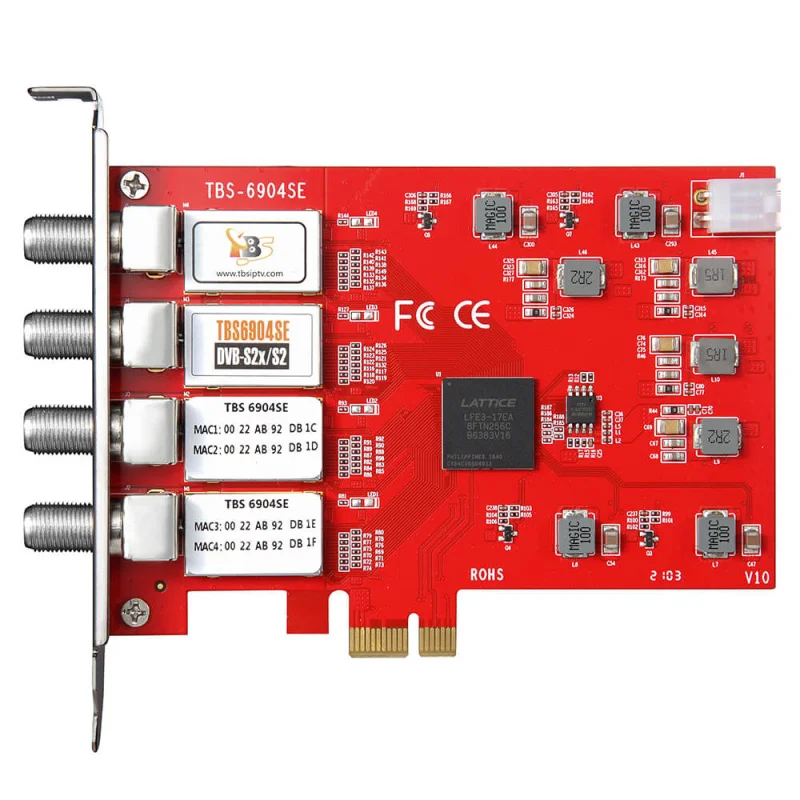 TBS6904se DVB-S S2 S2X Quad Tuner PCIe Card for Watching and Recording Satellite FTA TV Channels on PC Computer network card