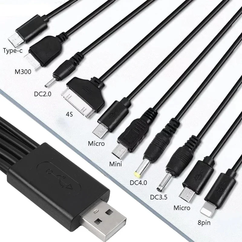 Universal Multi Pin Charger Cable 10 in 1 Multifunction USB Adapter Data Charging Wire Cord for Earphone Speaker MP3 Player