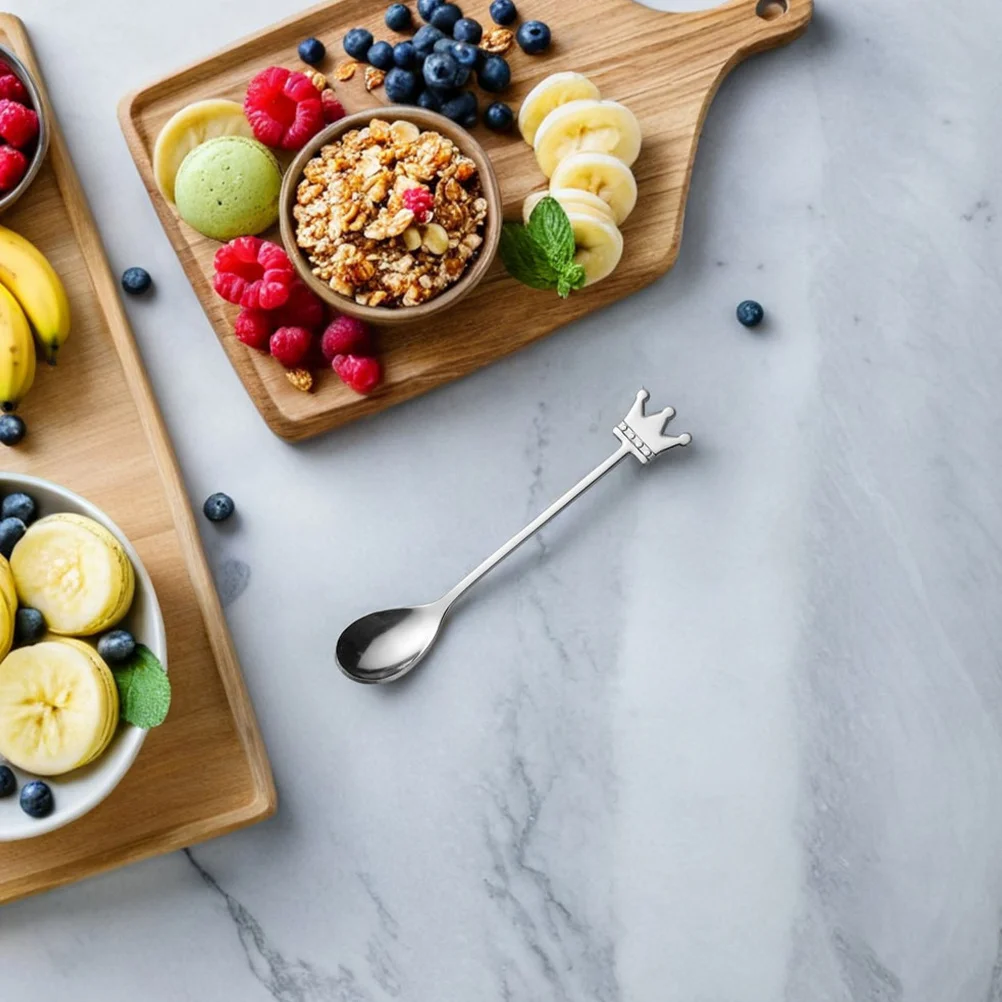 

4Pcs Stainless Steel Crown Spoons Elegant Coffee Dessert Forks Wedding Party Kitchen Accessories Fork and Spoon Set