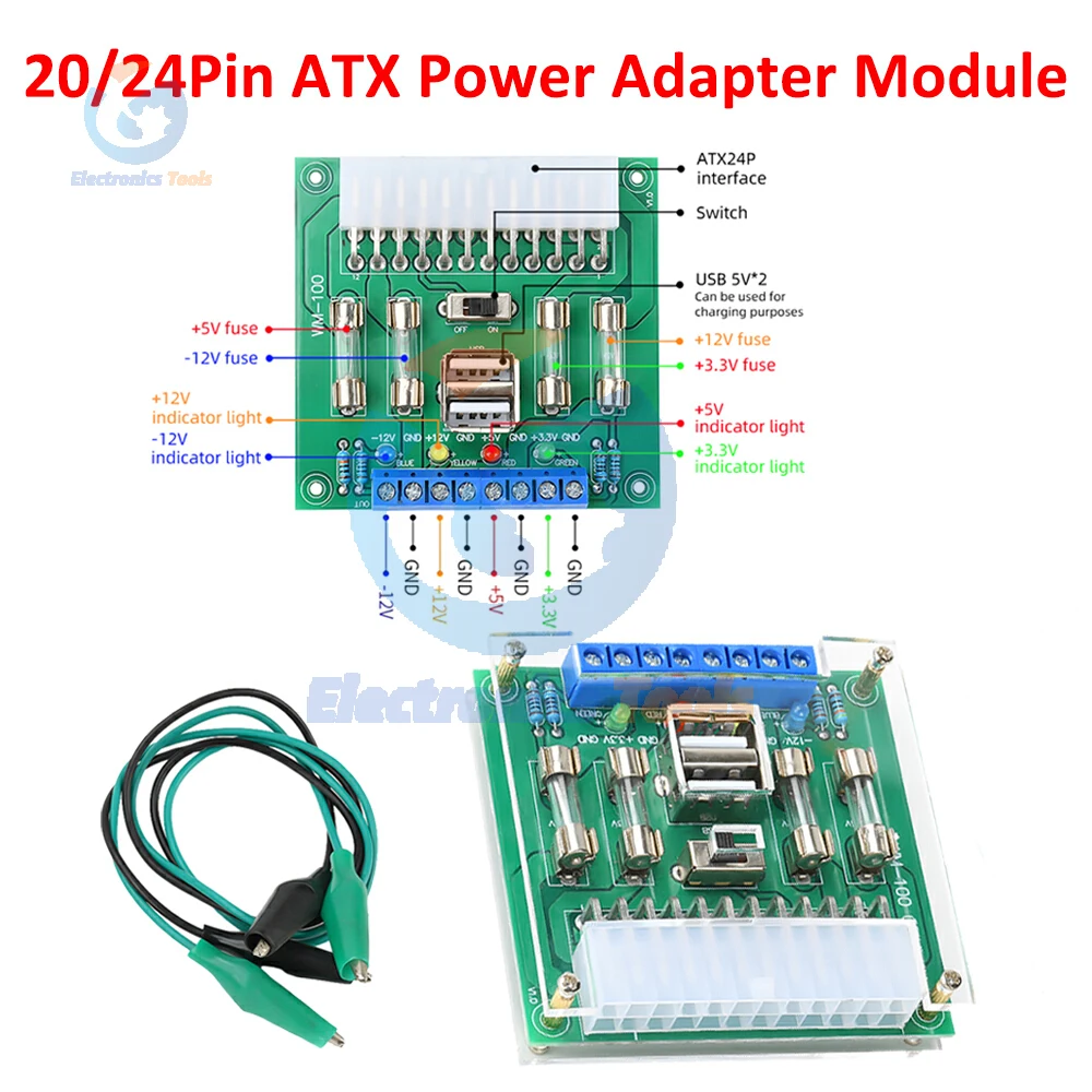 

20/24Pin ATX Power Supply Board Power Adapter Module PC Desktop Computer ATX Transfer Power Supply Module Circuit Outlet Module