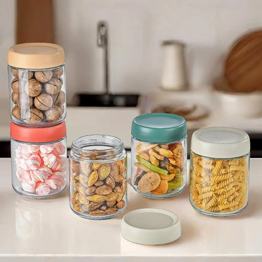 

6 Pcs 500ML Transparent Crisper Box with Screw Lid Nuts Snacks Tea Storage Jars Overnight Oats Preserving Jars Yogurt Container