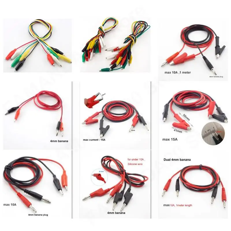 Dual Head 4mm Banana Plugs Crocodile Alligator Clips to Banana Connector Test Probe lead Cable for DIY Electric Testing wire m20