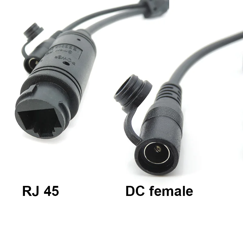 9 Pin Core 48V to 12V PoE Network Power Cable DC Audio IP Camera RJ45 Split Wire Waterproof Cover PoE Module for CCTV IP Camera