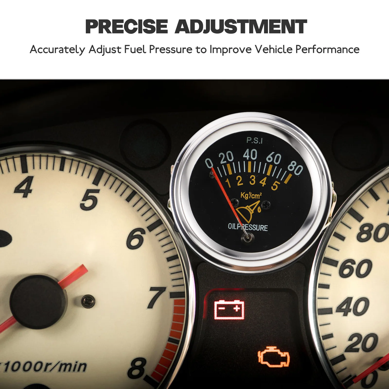 

1 set 1 Set Fuel Pressure Gauge Oil Pressure Meter Automotive Replacement Auto Parts Car Truck Mechanical Oil Press Gauge High