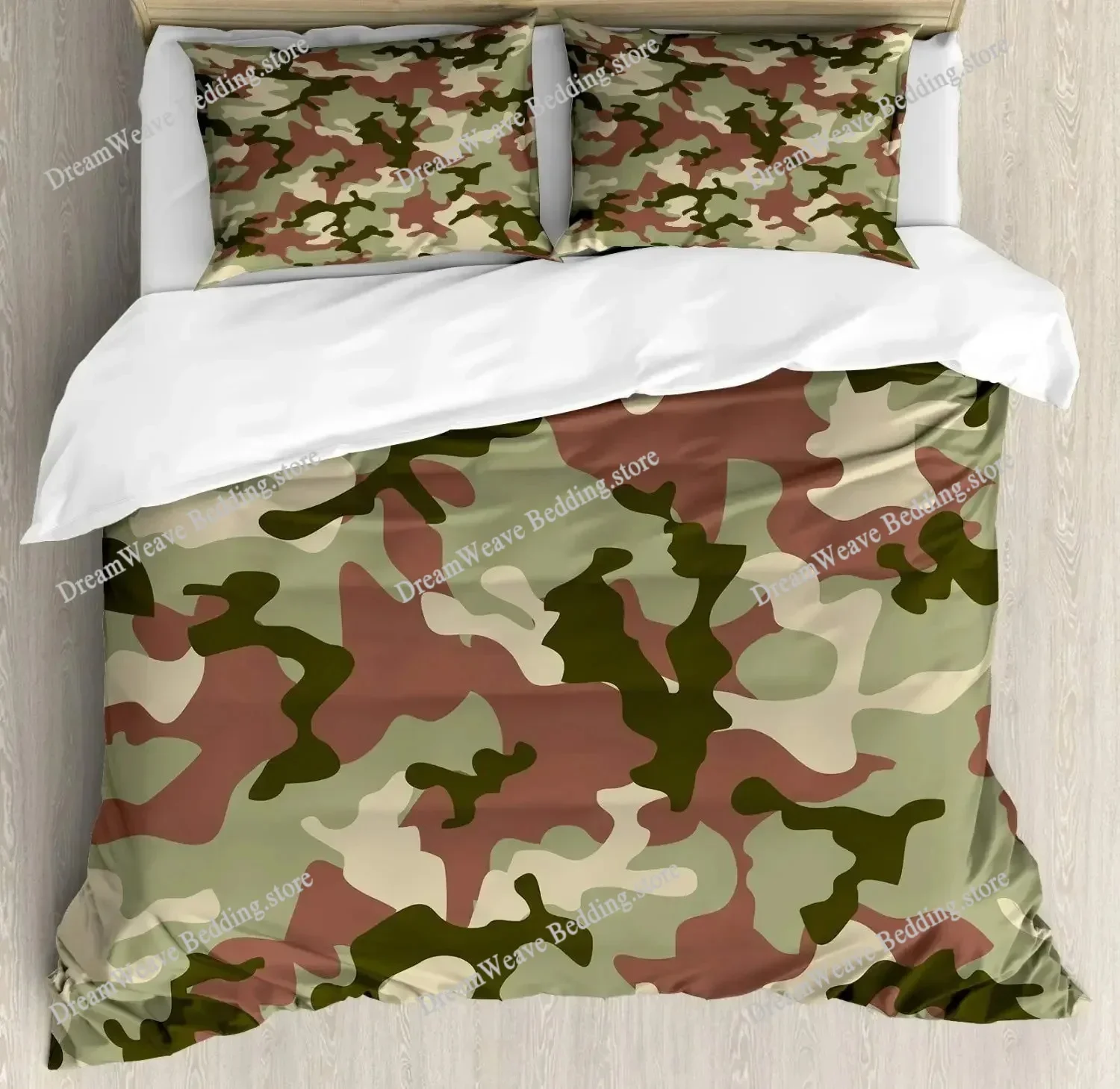 Grey Camo Comforter Bedding Set Full Size, Camouflage Army Design Bedding Collections for Kid Boy, Soft All-Season Bed Set963