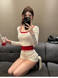 2024 New Korean Fashion Party 3 Piece Set Woman Knitted Cardigan + Casual Short Vest + Slim Shorts Outwear Sweet Suit Female