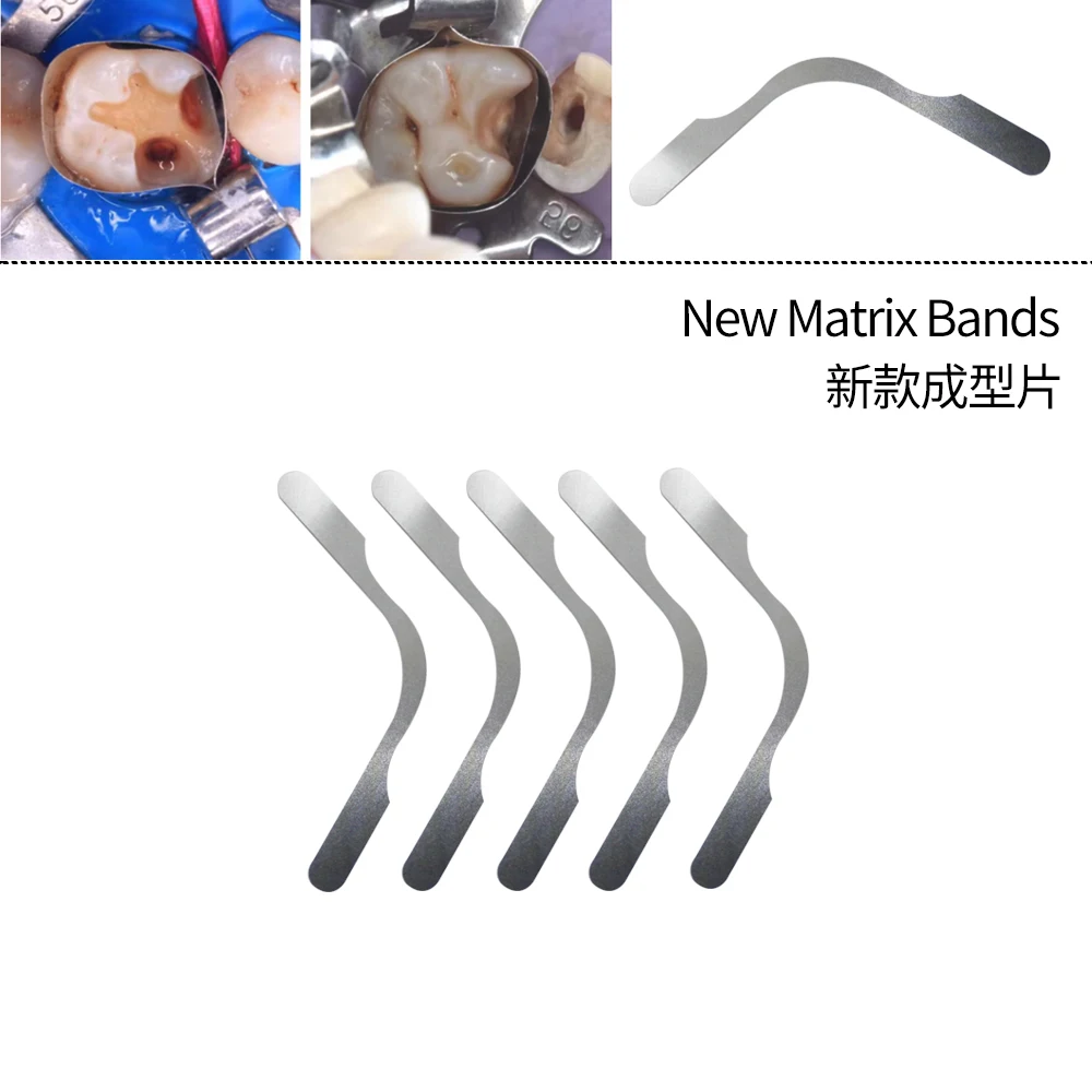HBC Dental 1Pack 20pcs Matrix Bands Margin Elevation Large Increased Curvature Sectional Contoured Matrices Dental Restoration
