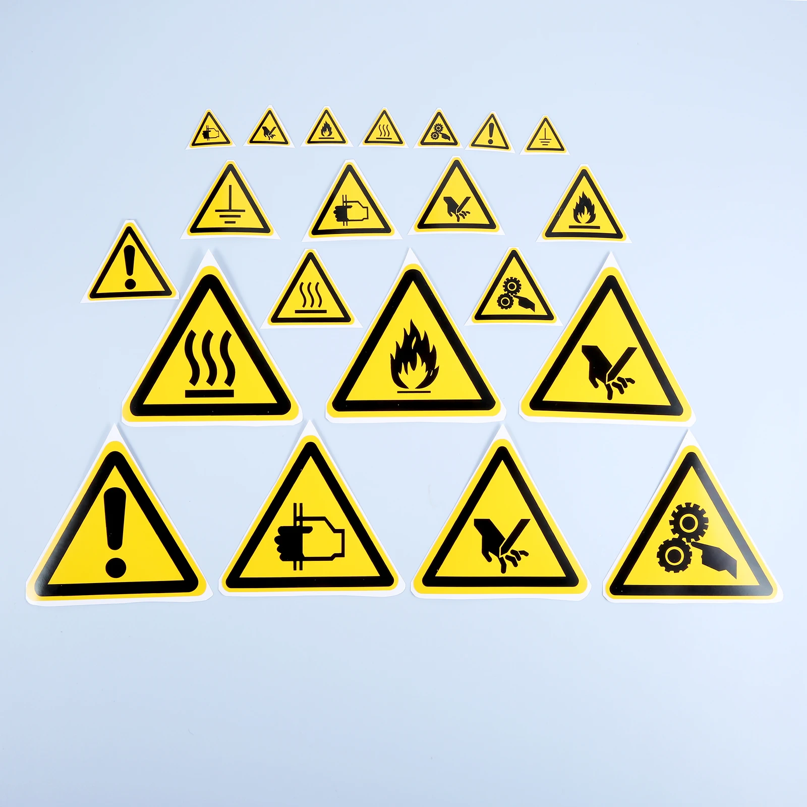 5Pcs segnali di avvertimento adesivi Logo etichette di sicurezza di sicurezza etichette di avvertimento a prova di olio d\'acqua Wall Machine Sticker