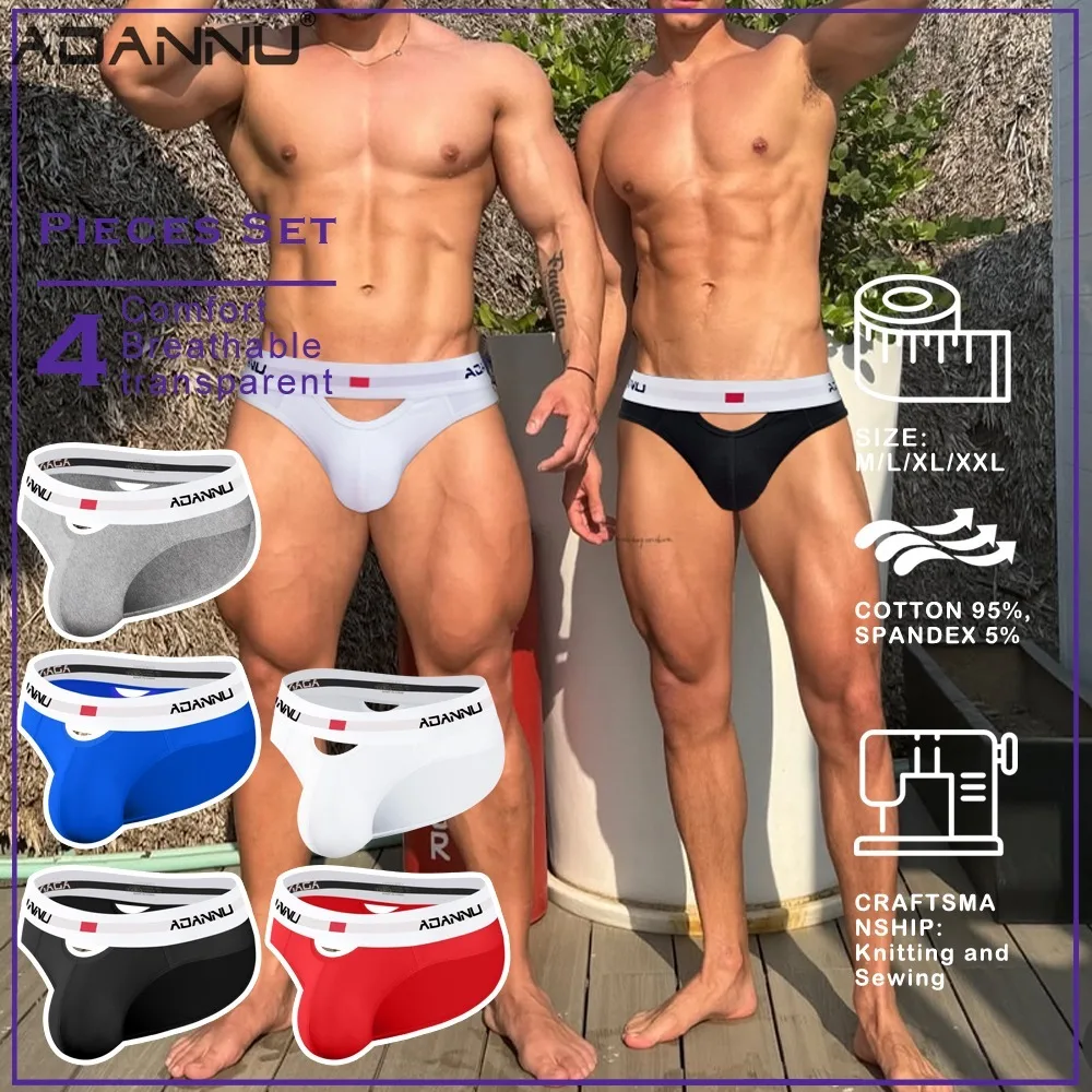 Ropa interior para hombre, ropa interior Sexy con personalidad, diseño con apertura frontal y trasera, transpirable, cómoda, triangular de cintura baja, calzoncillos para hombre