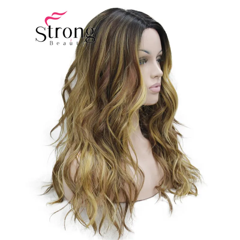 StrongBeauty Long Lace Wig for Women Brown mix Wavy Synthetic Wig Not Cut Small Edge Lace Front COLOUR CHOICES