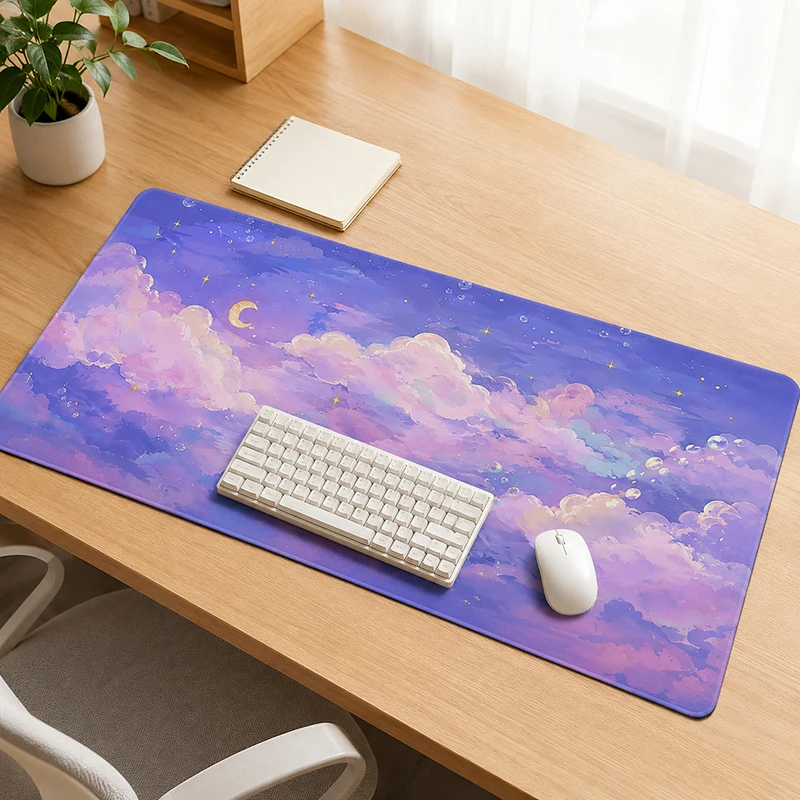 Mouse Pad Pastel Purple Cloud Moon Sky Gamer XL Custom Large New Mousepad XXL Desk Mats Soft Office Carpet Gaming laptop