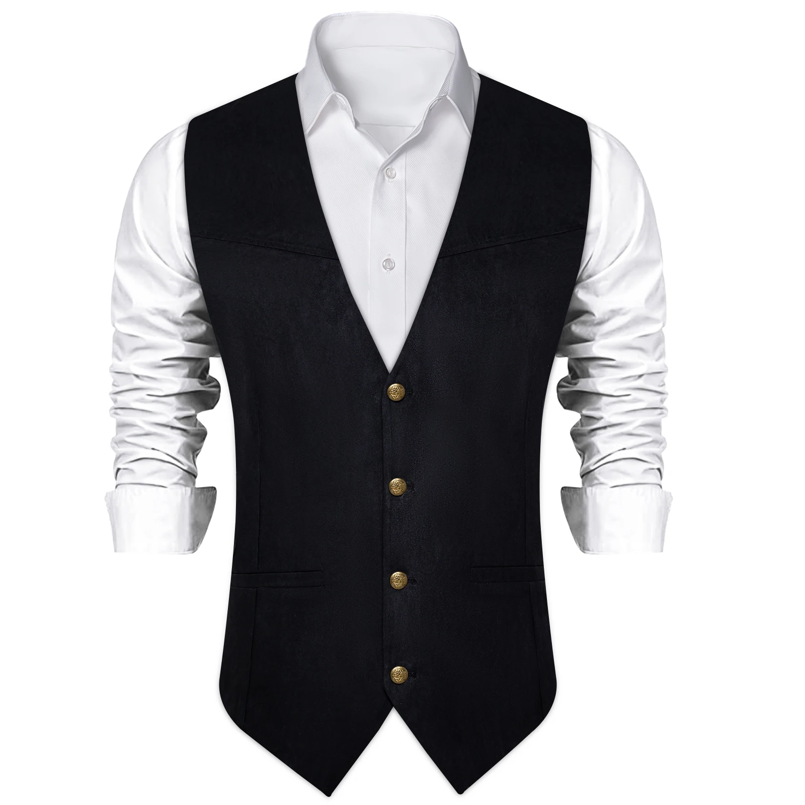 Casual Men's Vest Slim Fit Western Cowboy Sleeveless Jacket V-Neck Motor Cycling Prom Faux Suede Waistcoat Social Men Clothing