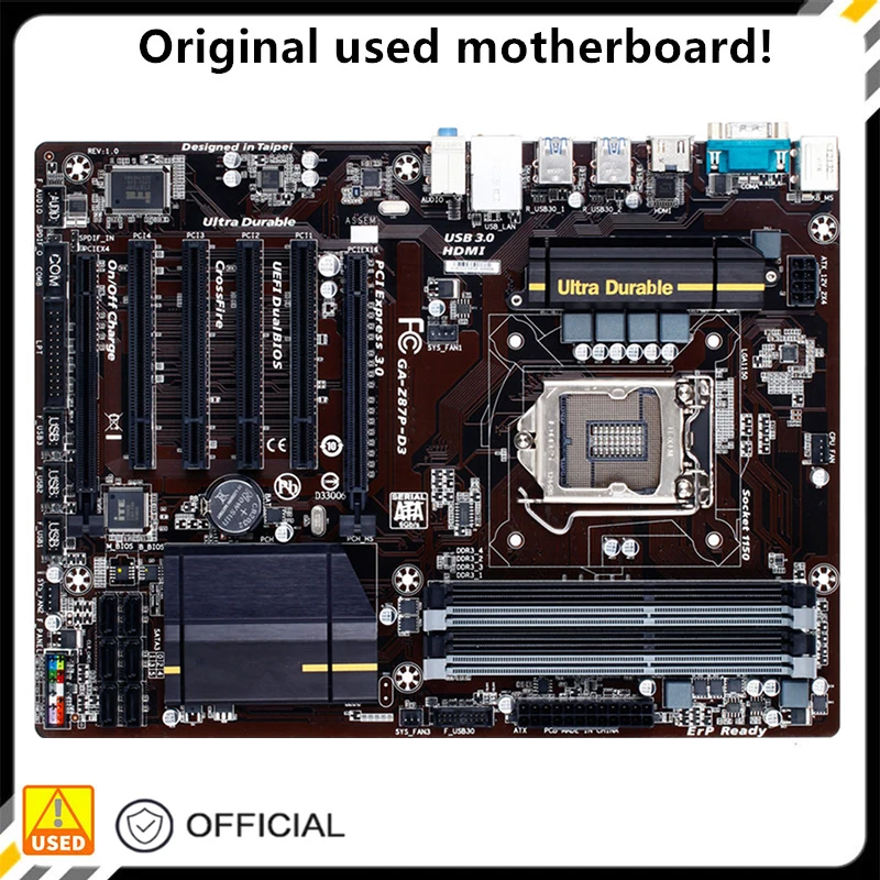 

For GA-Z87P-D3 Z87P-D3 Desktop Motherboard Z87 LGA 1150 For Core i7 i5 i3 DDR3 SATA3 USB3.0 Original Used Mainboard