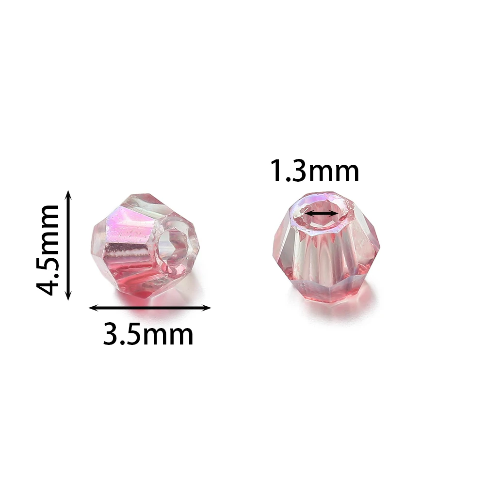 100pcs/Lots AB Color Glass Faceted Seed Bead Dual Cone Shaped Spacer Beads for DIY Earrings Hairpins Jewelry Making Findings