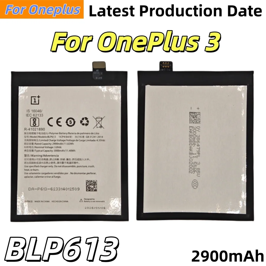 Latest Production Date High Quality Battery 3000mAh BLP613 For OnePlus 3 A3001 Battery + Free Tools