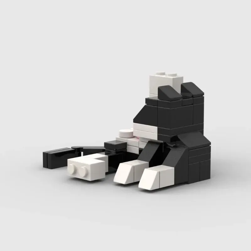 62PCS Black and White Cat Building Block Toy Colorful Cat Series MOC Bricks DIY Building Block for Kids Education Birthday Gifts