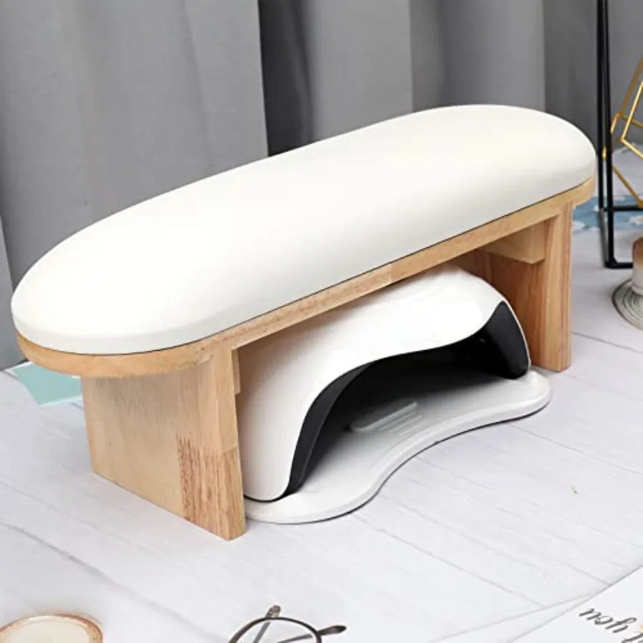 Arm Rest for Nails Professional Microfiber Leather Nail Arm Rest Cushion with Soft High-Density Sponge Solid Wood Table Non-Sli