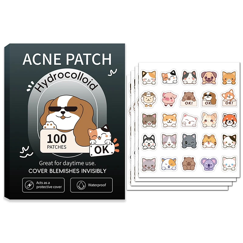 100개입 고양이 강아지 얼굴 피부 관리 여드름 패치 투명 전문 치유
