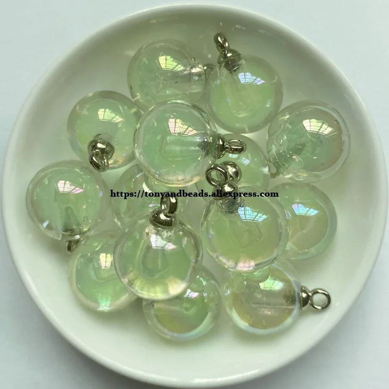 (1 Lot = 10pcs )Round Shape Smooth Shining AB Bead In Bead Acrylic Small Pendant Size 15mm 10 Colors For Jewelry Making DIY