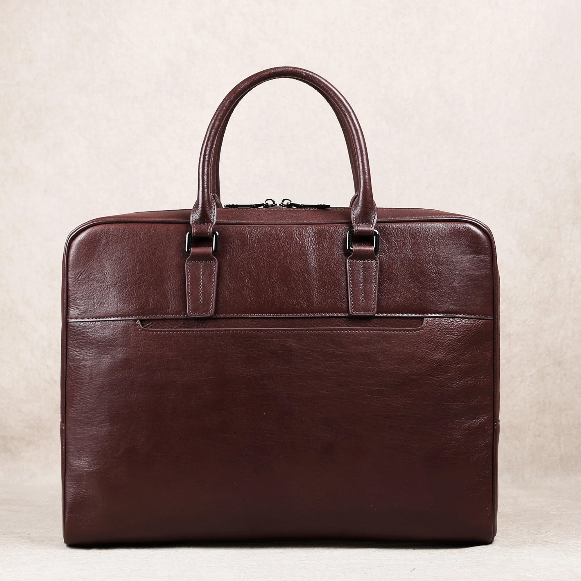 Newly Designed Imported Vegetable-Tanned Genuine Leather Briefcase, Fully Hand-Tanned Top-grain Cowhide Handbag, Computer Bag