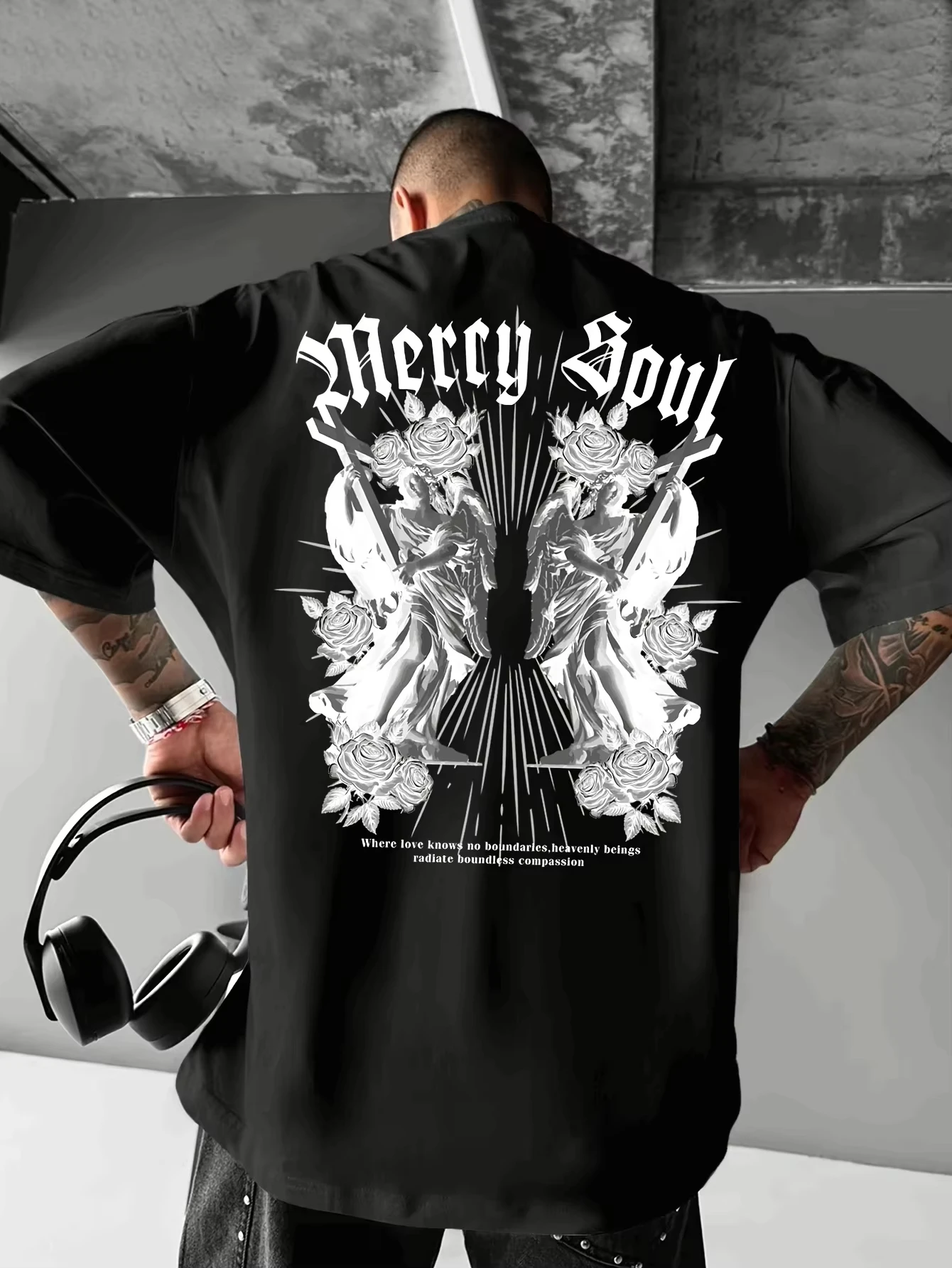2026 New Men Summer American-style Casual Lettered Loose T-shirt Cotton Material Versatile and Trend