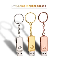 Metal USB Flash Drive 128GB High Speed Memory Stick 64GB Rotatable Pen Drive 32GB Mini Gold USB Stick 16GB Business Wedding Gift