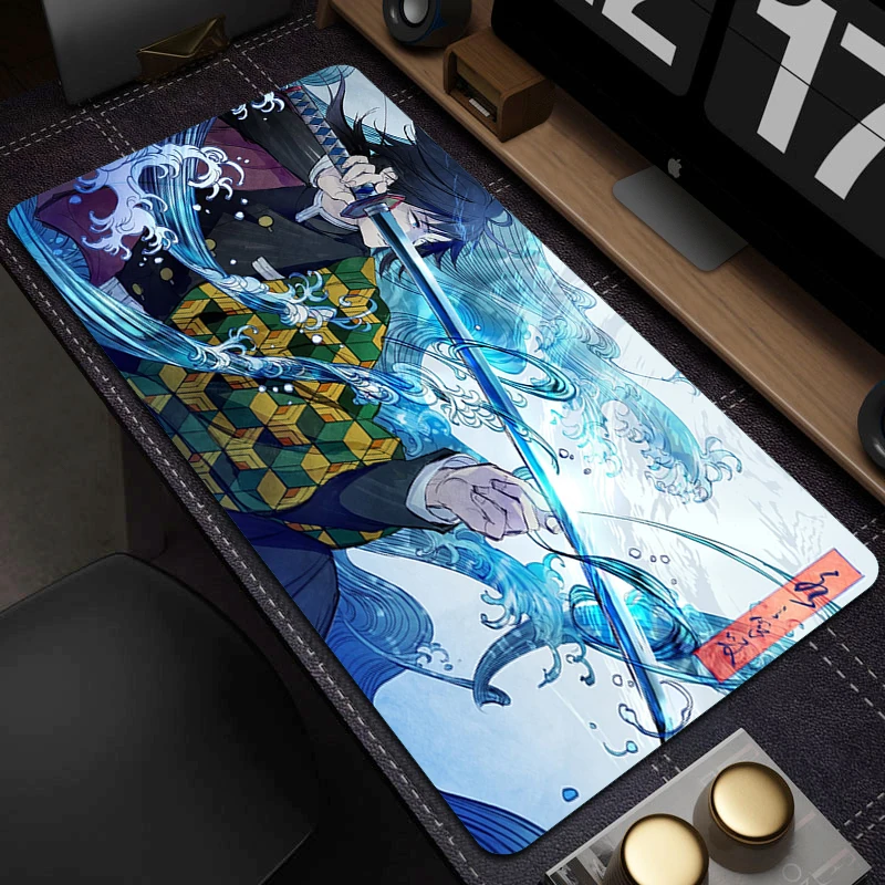 Anime Mouse Pad Demon Slayer Otaku Gaming Mouse Pad with Stitched Edges XXL Large Mouse Mat 80x30CM Laptop Desk Mat Gamer