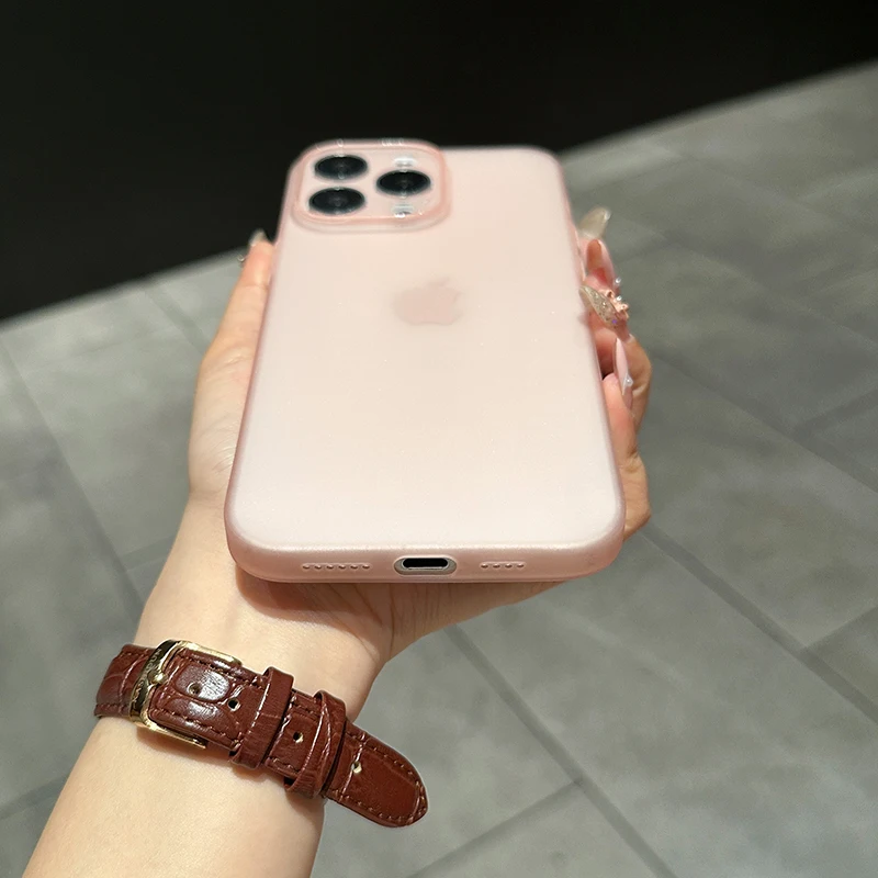 0.3mm Ultra Thin Matte Case For iPhone 16 15 14 13 12 11 Pro Max Plus Mini Silicone Soft Candy Color Transparent Cover Luxury