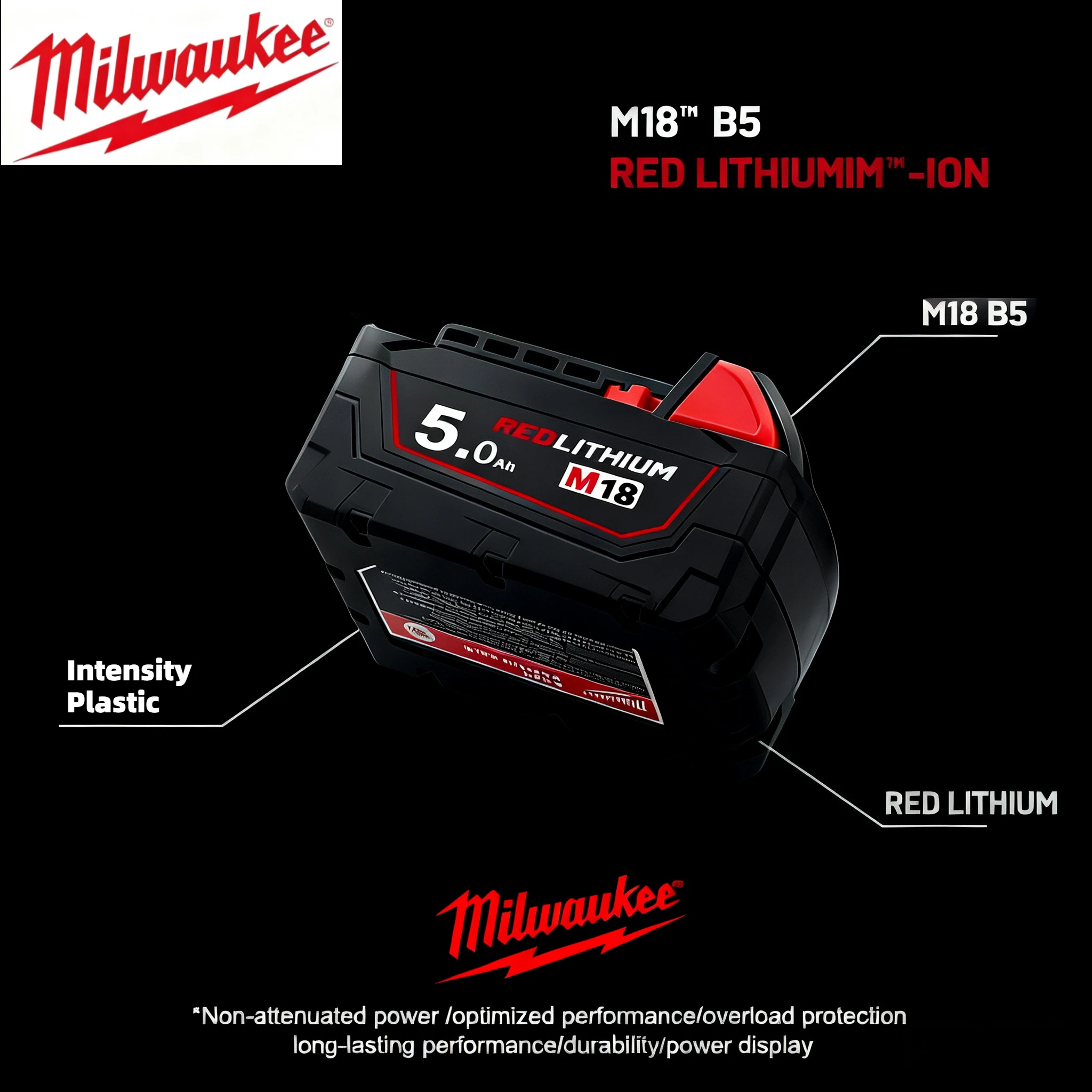 

M18 Milwaukee 6000mAh battery, long-lasting battery life 48-11-1850 48-11-1860 Milwaukee rechargeable M18 tool lithium battery