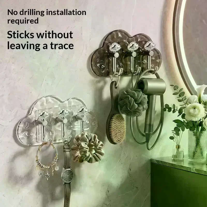 Luxury Cloud Hook No Drilling Strong Adhesive For Kitchen Bathroom Door Back Keys Towels No Trace Adhesive Hooks Lightweight