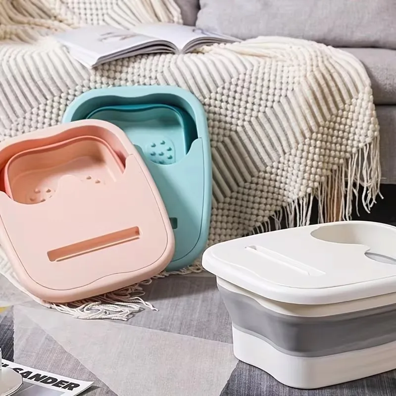Foldable Foot Bath Spa with Lid, Massage Function, and Compact Storage for Home Relaxation