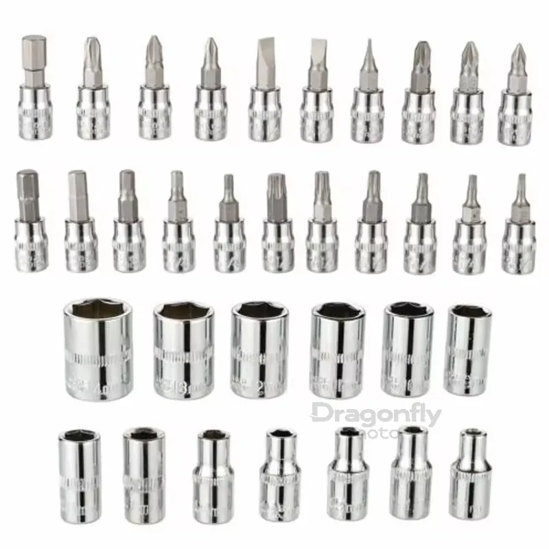 46pcs Car Repair Tool 1/4-Inch Socket Set For Harley Touring Road King Sportster XL 883 1200 Iron XR Dyna Softail