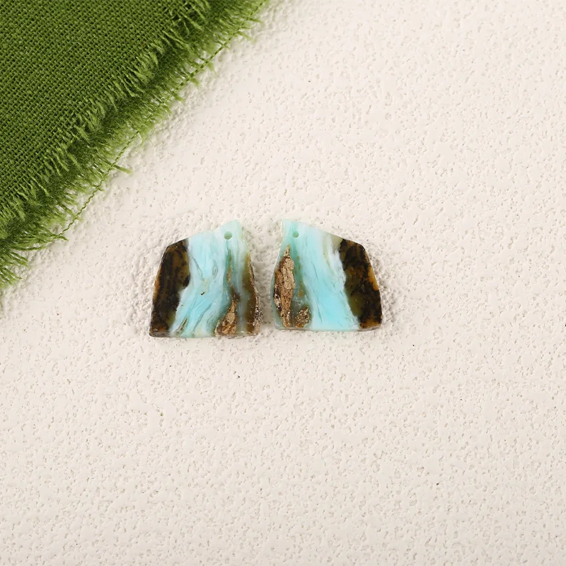 

Natural Stone Blue Opal Nugget Earring Beads,Fashion Jewelry DIY Gemstone Earrings Accessories For Women 17x16x2mm 3.2g