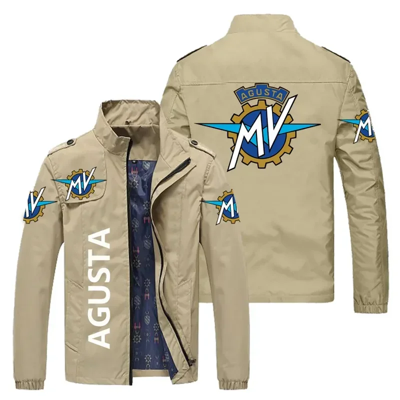 New Spring Autumn Men’s Casual MV Agusta Motorcycle Logo Windbreaker Print Zipper Slim Hip-Hop Bomber Jacket Male Coats