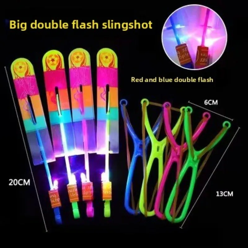 25 zestawów LED Flying Set 25 Slingshot+25 Glow Helicopter-50 Pcs Outdoor Flying Toys Glow in The Dark Party Supplies Party Favors